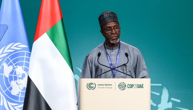 Balarabe Abbas Lawal, ministre de l'environnement du Nigeria, lors de la COP28, à Dubaï, aux Émirats arabes unis, le 9 décembre 2023.