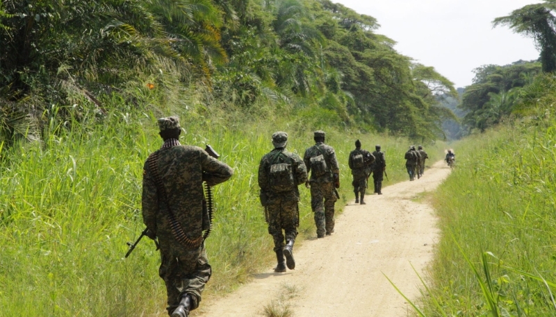 Des soldats dans le territoire de Beni, dans le nord-est de la RDC, en décembre 2021.