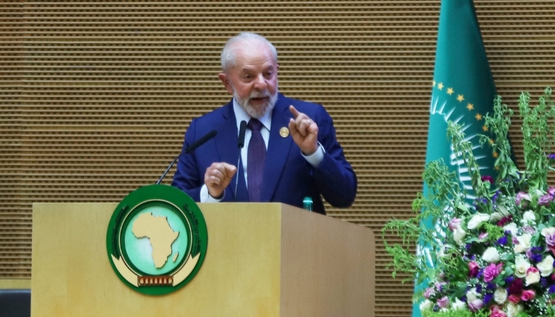 Le président brésilien Lula lors du 37e sommet de l'UA à Addis-Abeba le 17 février 2024.