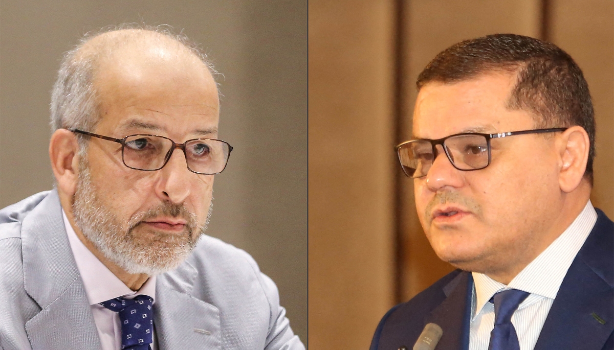 Le gouverneur de la Banque centrale de Libye (BCL), Al-Seddik Omar al-Kabir et le premier ministre Abdelhamid Dabaiba.