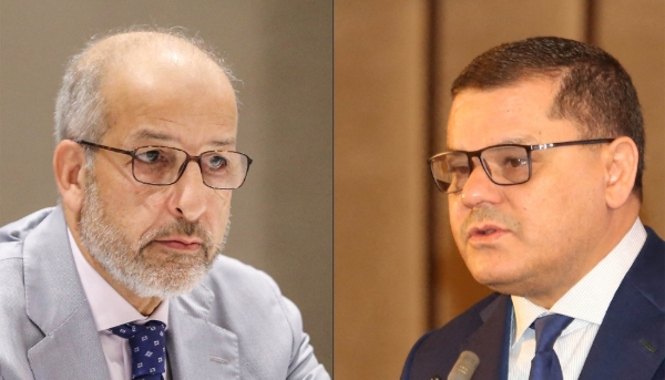 Le gouverneur de la Banque centrale de Libye (BCL), Al-Seddik Omar al-Kabir et le premier ministre Abdelhamid Dabaiba.