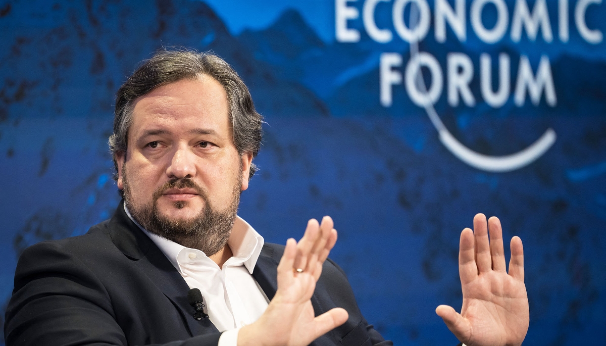 Le patron de la Société générale, Slawomir Krupa, au Forum économique mondial de Davos, en Suisse, 17 janvier 2024.