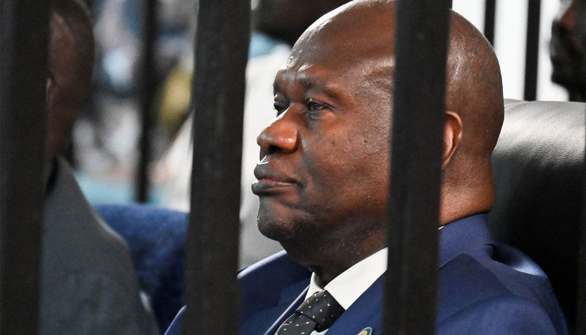 Le premier vice-président suspendu du Soudan du Sud, Riek Machar, à Djouba, le 24 septembre 2025. 