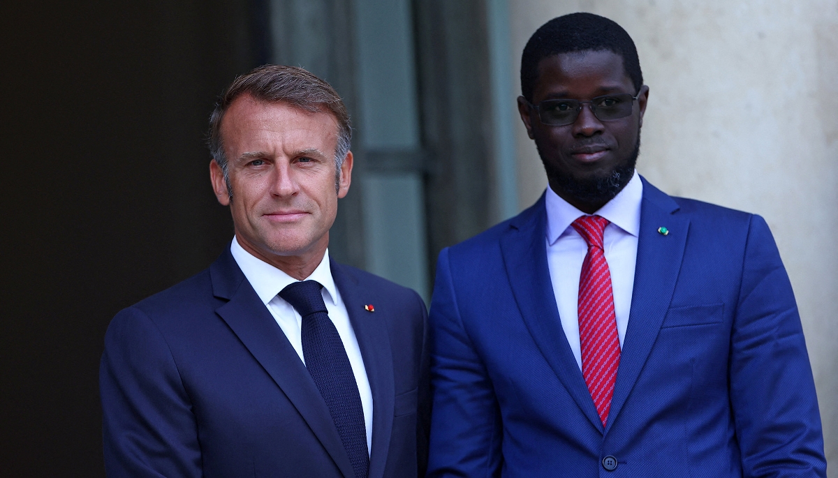 Le président français, Emmanuel Macron, et son homologue sénégalais, Bassirou Diomaye Faye, à Paris le 27 août 2025. 