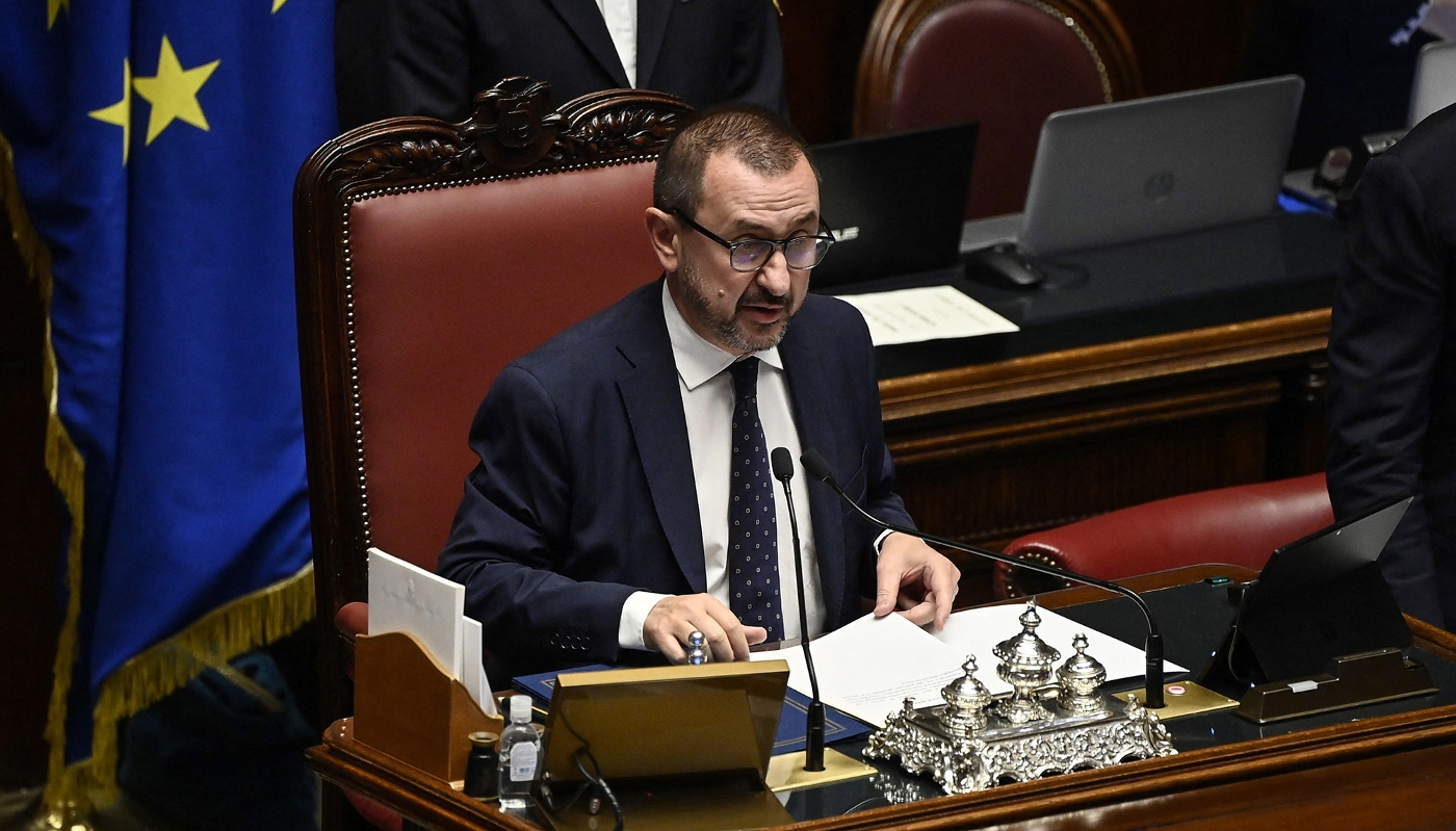Le député Ettore Rosato lors d'une séance au Parlement, à Rome, le 13 octobre 2022.
