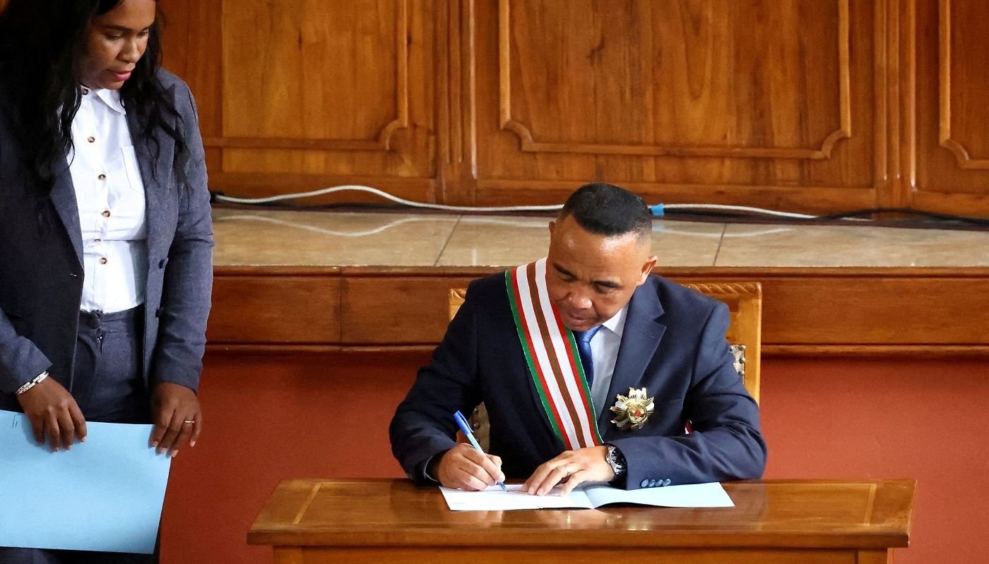 Le président de la refondation de la République de Madagascar, Michaël Randrianirina, à Antananarivo, le 17 octobre 2025.