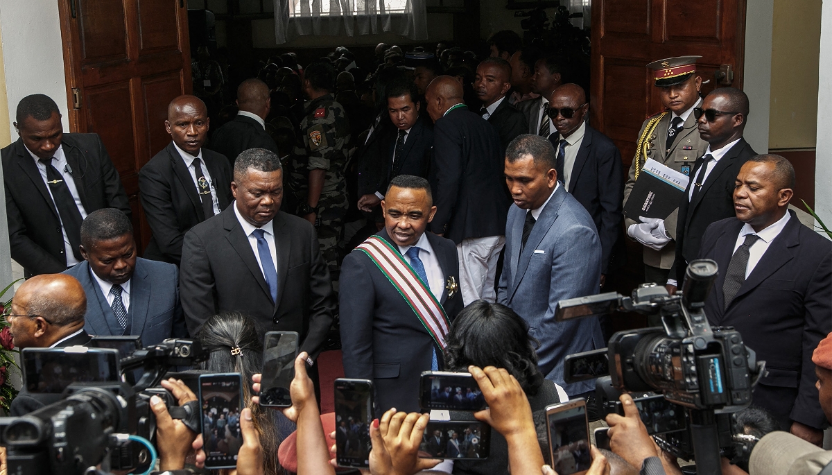 Le colonel Michaël Randrianirina, à Antananarivo, le 17 octobre 2025. 