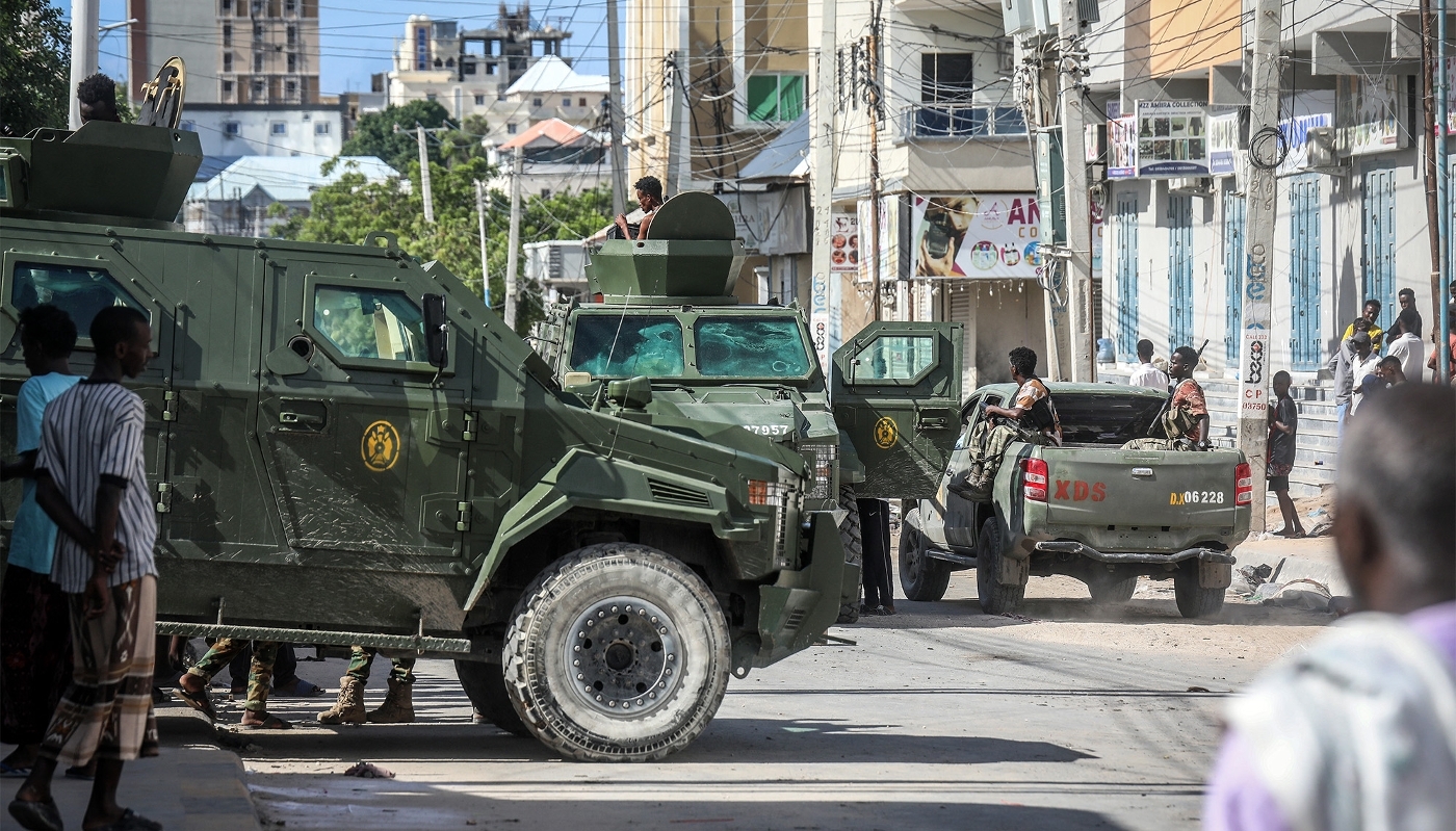 Des forces de l'armée fédérale en patrouille à Mogadiscio, le 4 juin 2026.