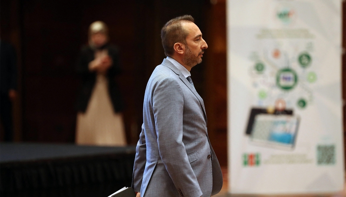 Le président du Conseil du renouveau économique algérien, Kamel Moula, à Alger, le 15 avril 2025.