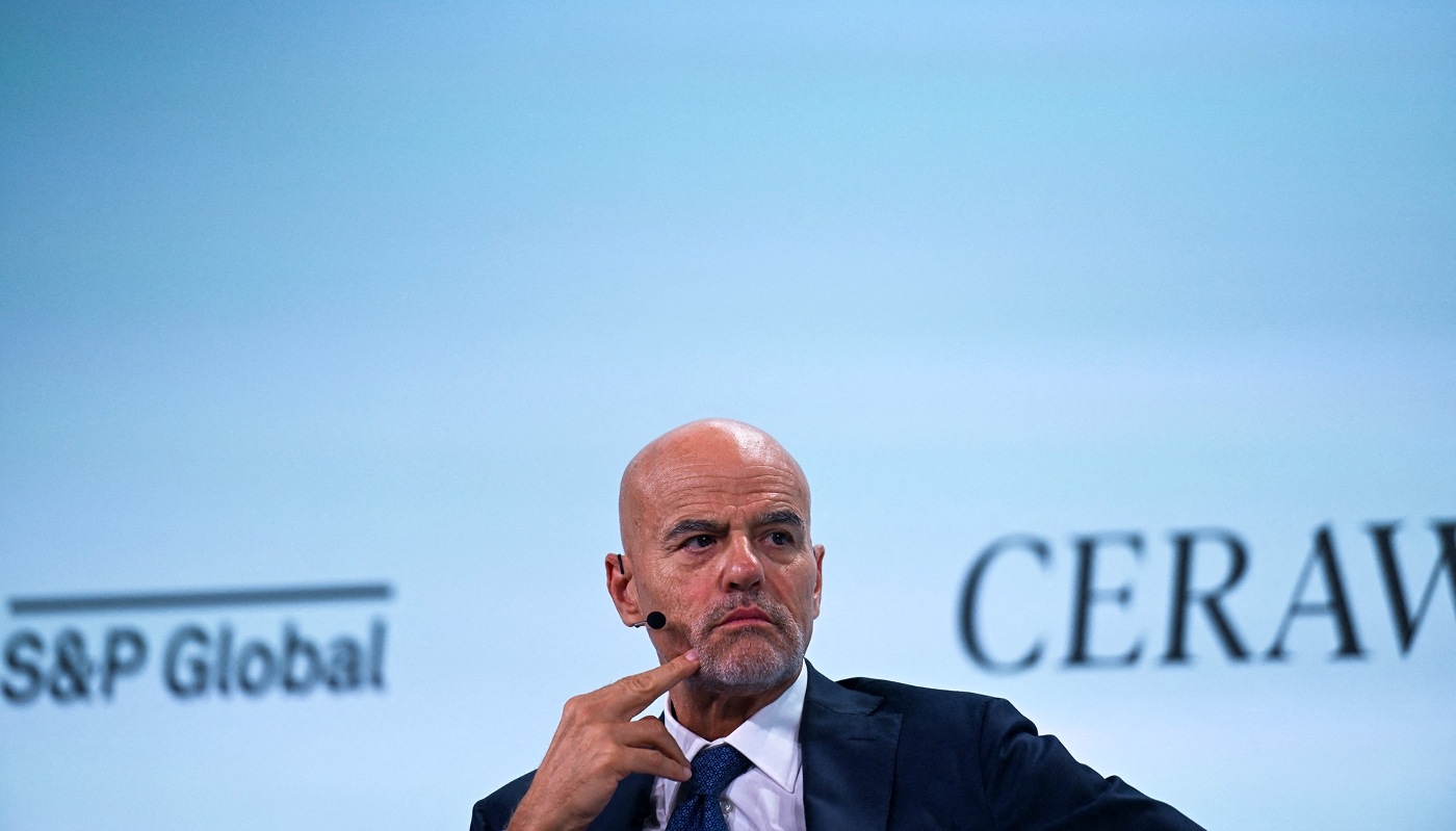 Le PDG d'ENI, Claudio Descalzi, au cours de la CeraWeek à Houston, aux États-Unis, le 19 mars 2024.