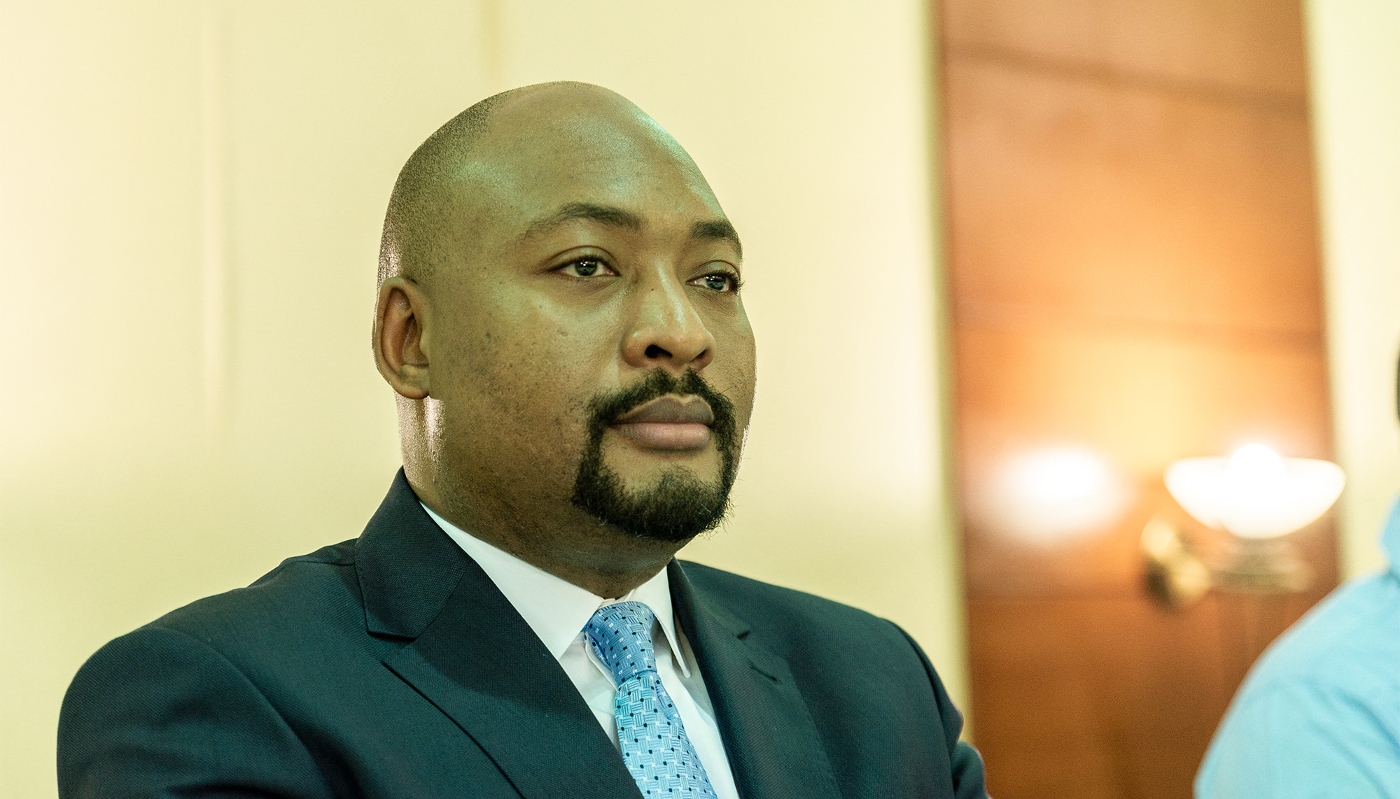 Le ministre des finances centrafricain, Hervé Ndoba, à Bangui, le 7 mai 2022.