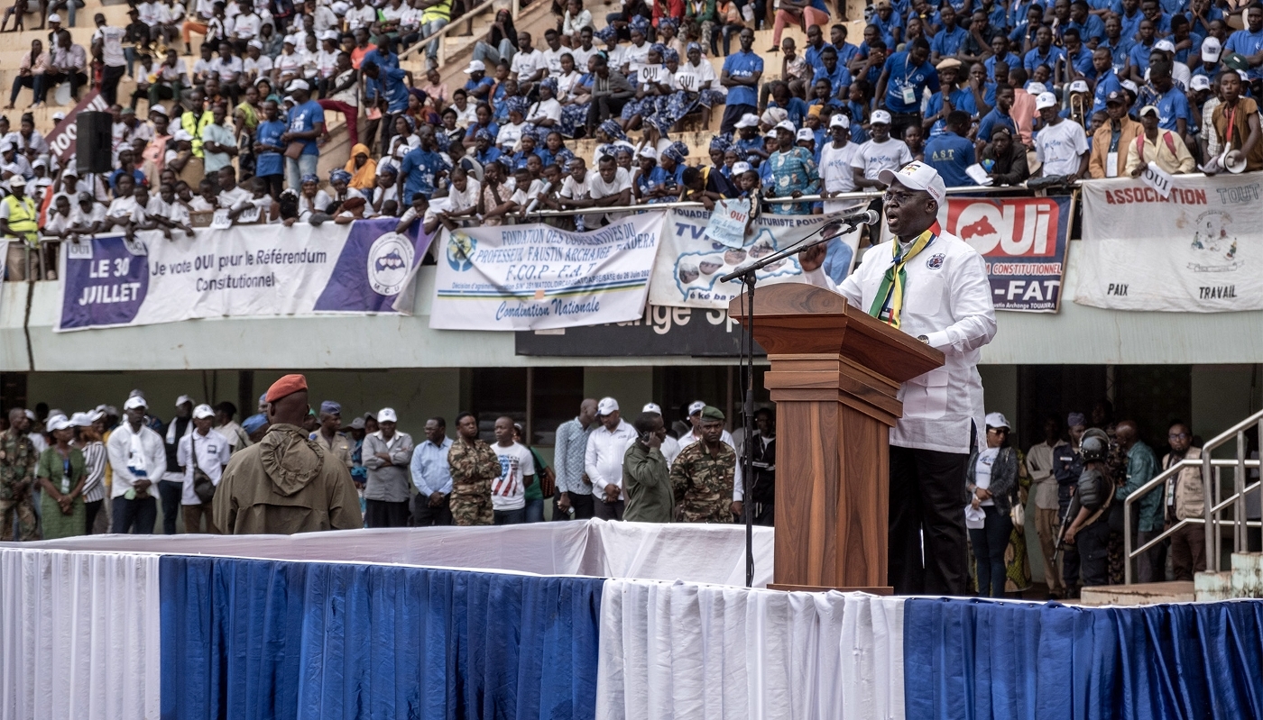 L'ex-vice-président de l'Assemblée nationale, Évariste Ngamana, le 28 juillet 2023, à Bangui.
