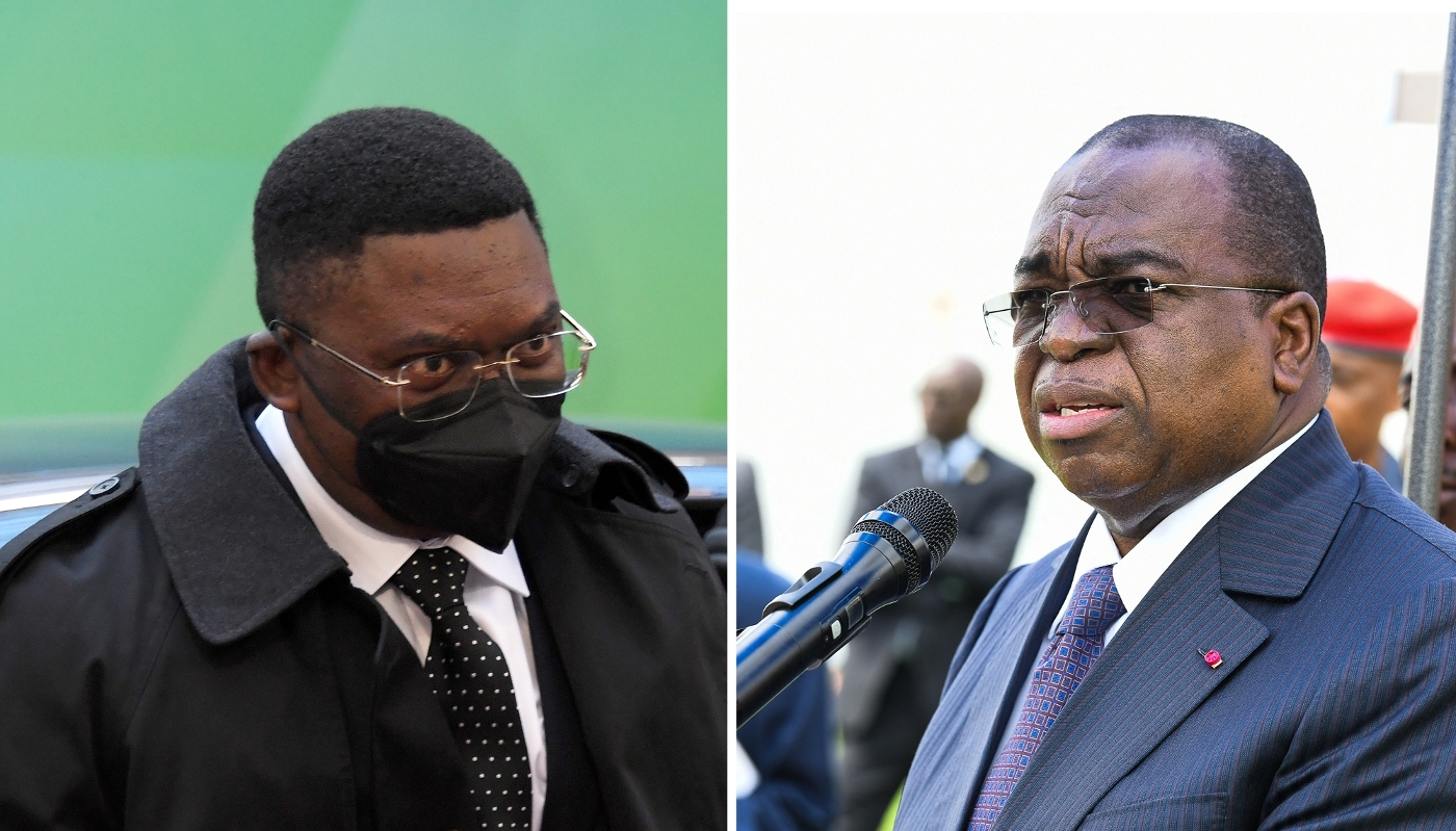 Le secrétaire général de la présidence, Ferdinand Ngoh Ngoh, et le ministre des finances, Louis-Paul Motaze.