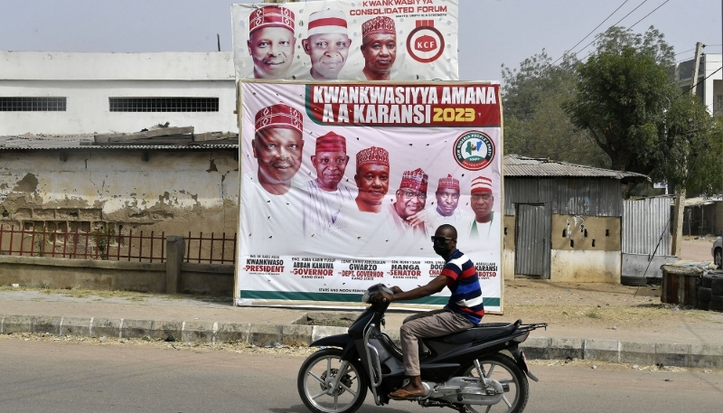 Affiche de campagne de Rabiu Kwankwaso, à Kano, le 8 février 2023.