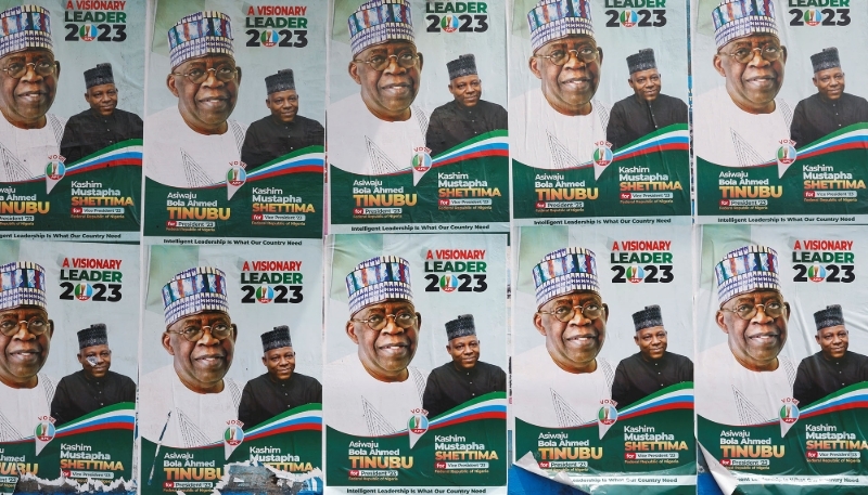Affiches électorales de l'APC pour l'élection présidentielle de 2023, à Lagos.