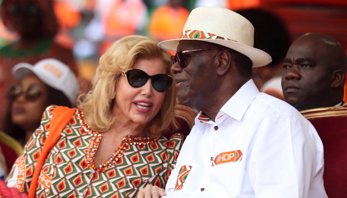 Alassane Ouattara et sa femme, Dominique Ouattara, à Abidjan, en octobre 2025.
