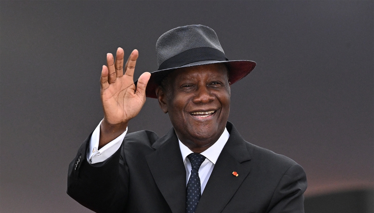Le président ivoirien, Alassane Ouattara, à Bouaké, en août 2025. 