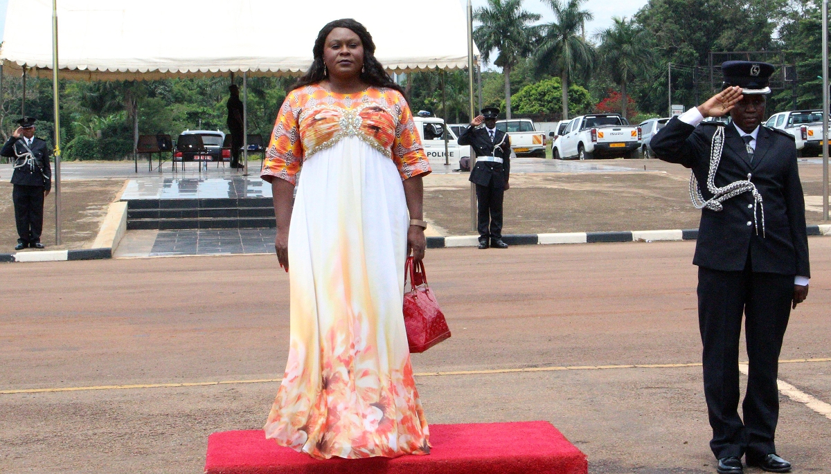 Rosa Malongo, alors coordinatrice de l'ONU, lors d'une cérémonie à la State House à Entebbe, Ouganda, le 25 février 2019.