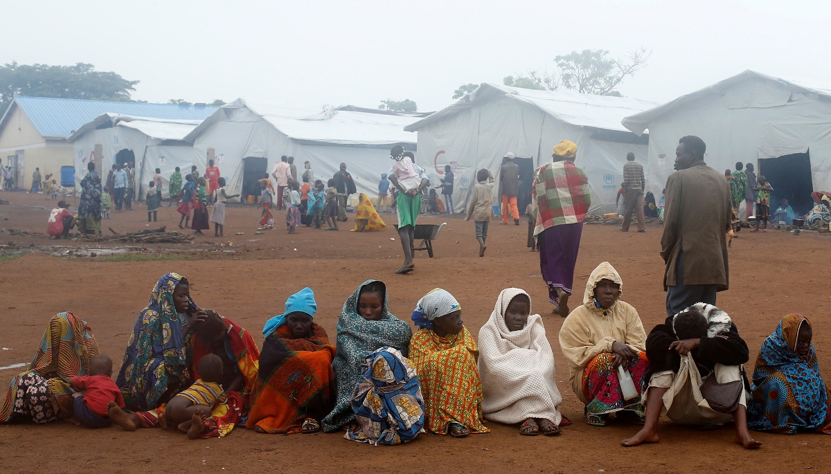 Familles congolaises réfugiées au camp de Kyangwali, dans le district de Kikuube, en Ouganda, 2018.
