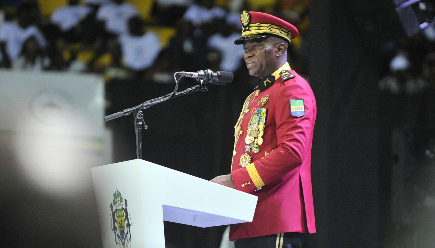 Le président de la transition gabonaise, le général Brice Clotaire Oligui Nguema, à Libreville, le 2 avril 2024.