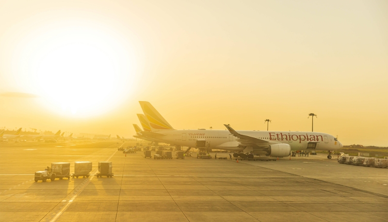 Des avions d'Ethiopian Airlines sur l'aéroport d'Addis-Abeba Bole, le 17 juin 2023. 