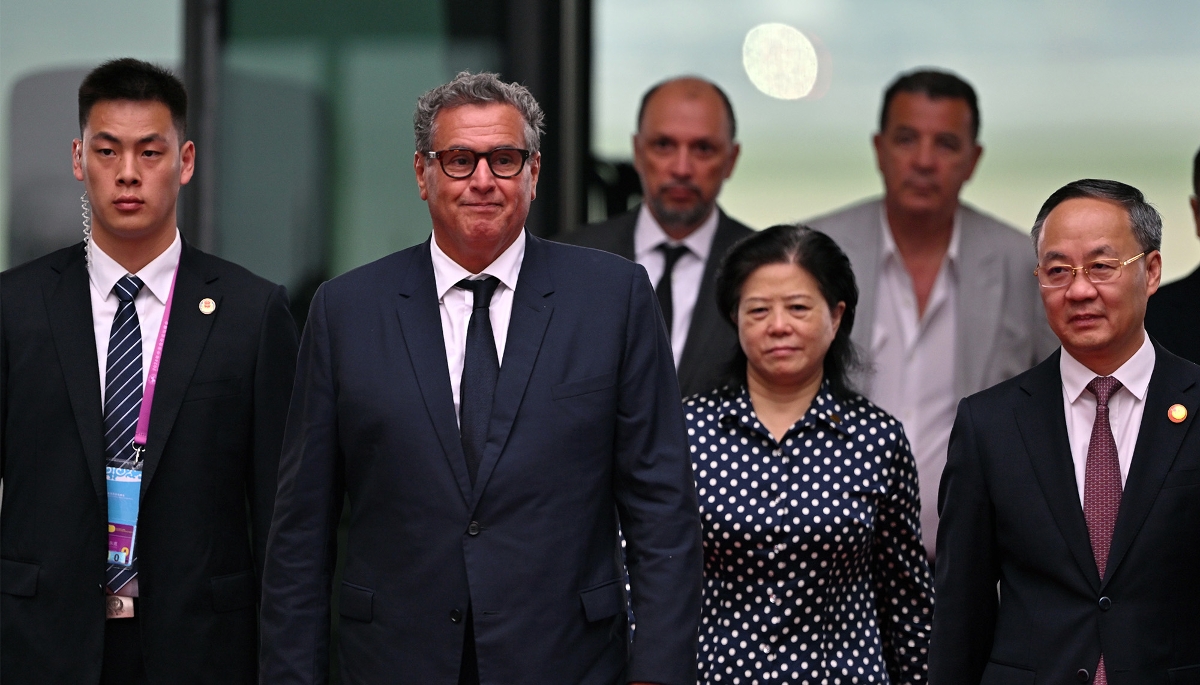 Le premier ministre marocain, Aziz Akhannouch (deuxième à gauche), à Pékin, le 4 septembre 2024.