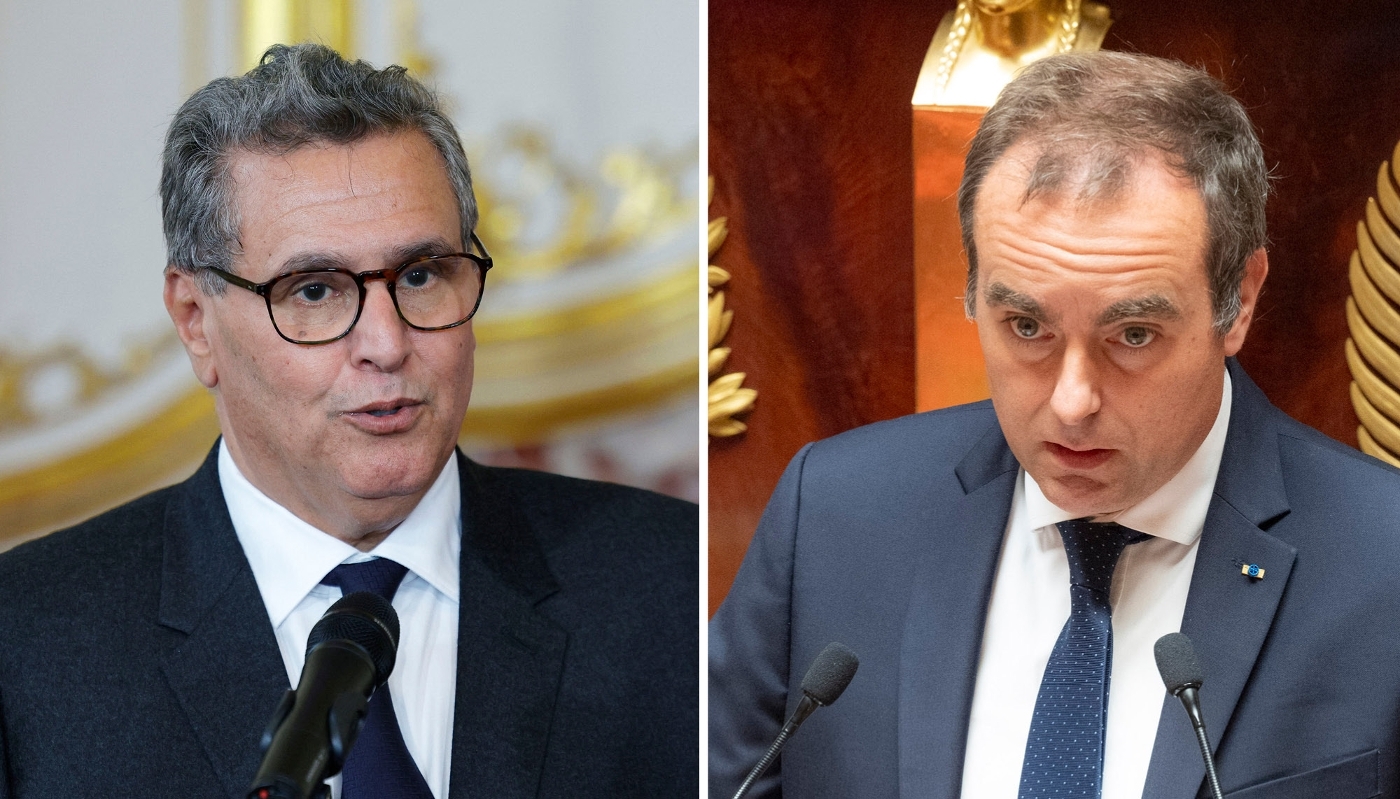 Le chef du gouvernement marocain, Aziz Akhannouch, et son homologue français, Sébastien Lecornu.