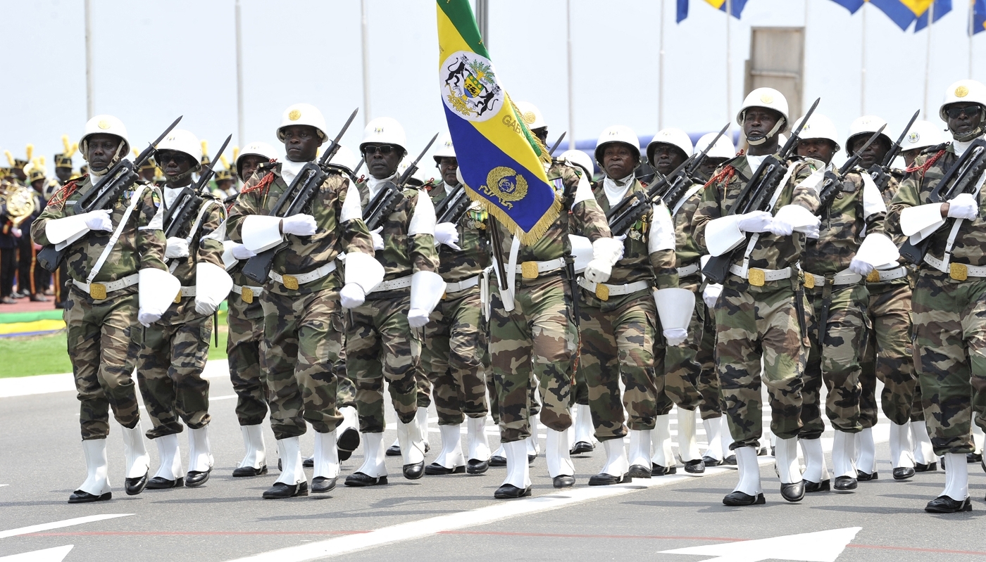 Parade des forces armées gabonaises à Libreville, le 17 août 2024.