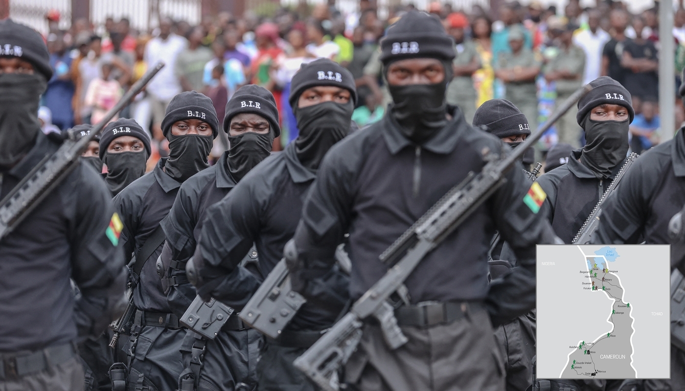 Des soldats du Bataillon d'intervention rapide, à Yaoundé, en mai 2024.