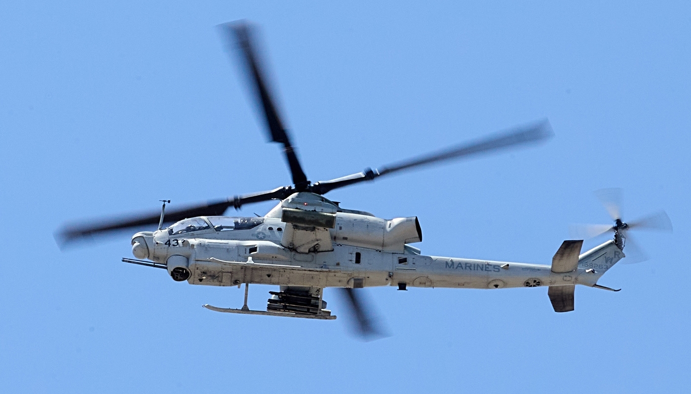 Un hélicoptère d'attaque Viper du constructeur aéronautique américain Bell, à Palm Springs, en Californie (États-Unis), en mai 2024.