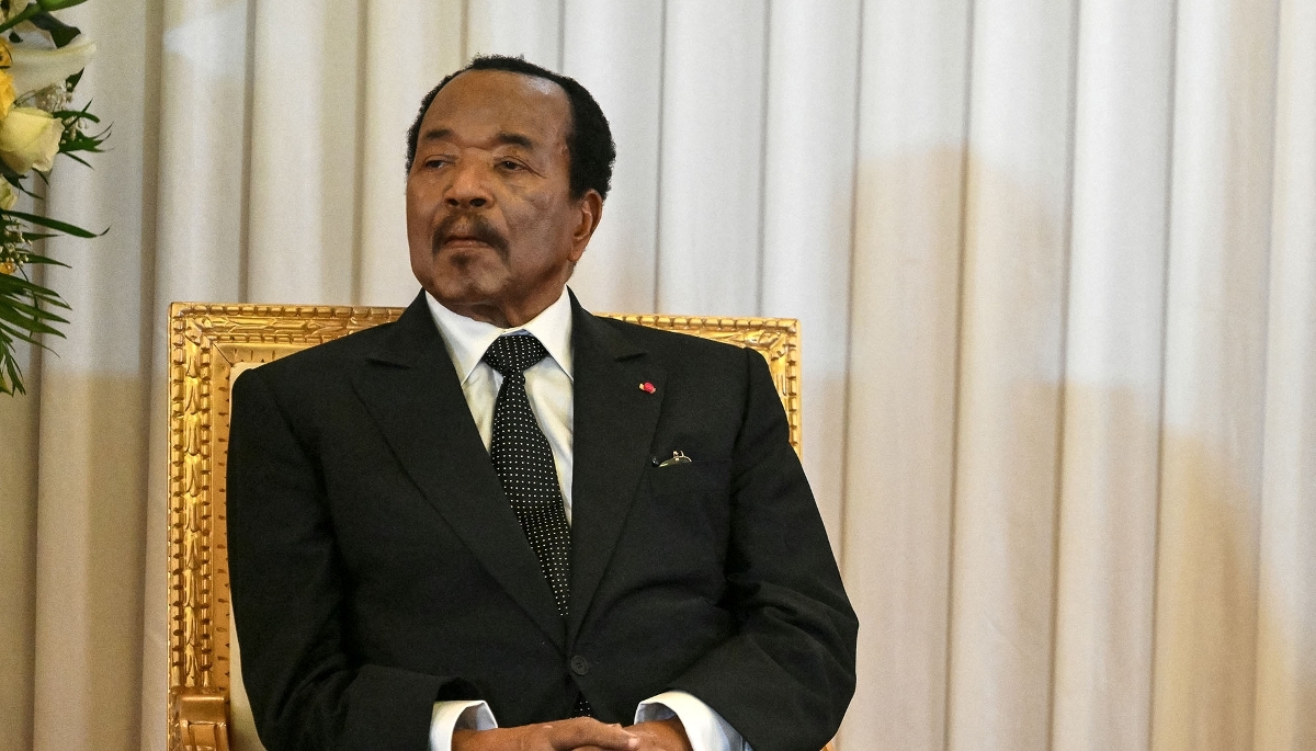 Le président camerounais Paul Biya lors de la visite du pape Léon XIV à Yaoundé,  le 15 avril 2026.