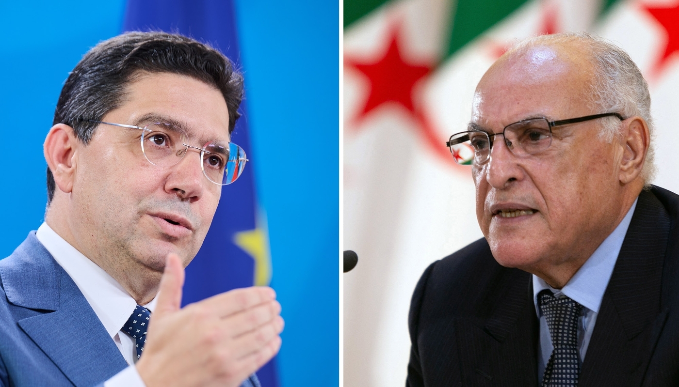 Le ministre marocain des affaires étrangères, Nasser Bourita, et son homologue algérien, Ahmed Attaf.