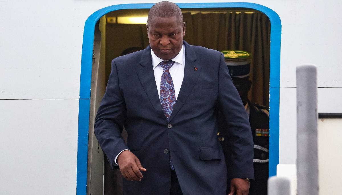 Faustin-Archange Touadéra arrivant à Saint-Pétersbourg pour le 2e sommet Afrique-Russie, le 26 juillet 2023.