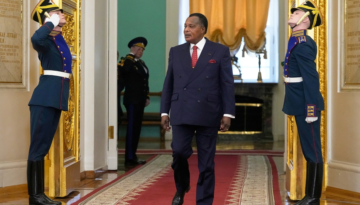Le président congolais Denis Sassou-Nguesso, à Moscou, le 29 avril 2026.