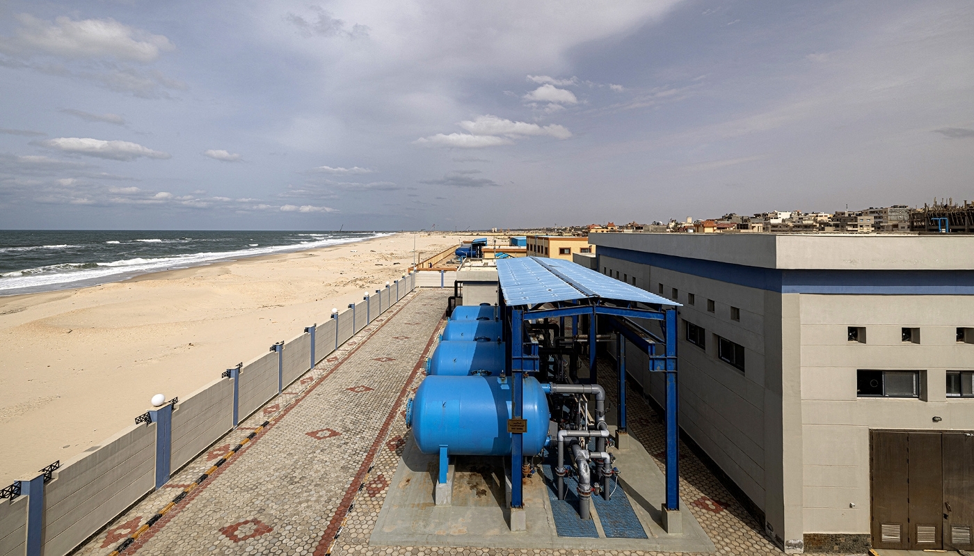 Usine de dessalement d'eau de mer d'El-Reesa, située à El-Arish, dans le nord de l'Égypte, en mars 2022.