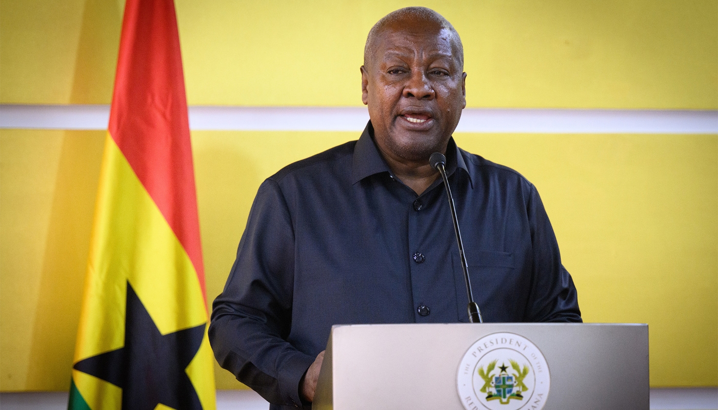 Le président ghanéen, John Dramani Mahama, à Accra, le 3 novembre 2025.