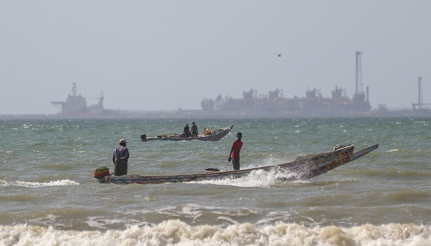 Une plateforme offshore de BP au large de Saint-Louis, au Sénégal, en novembre 2024.