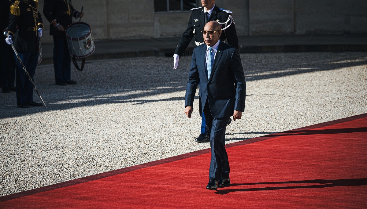 Le président mauritanien, Mohamed Ould Ghazouani, lors de sa visite d'État à Paris, le 15 avril 2026.