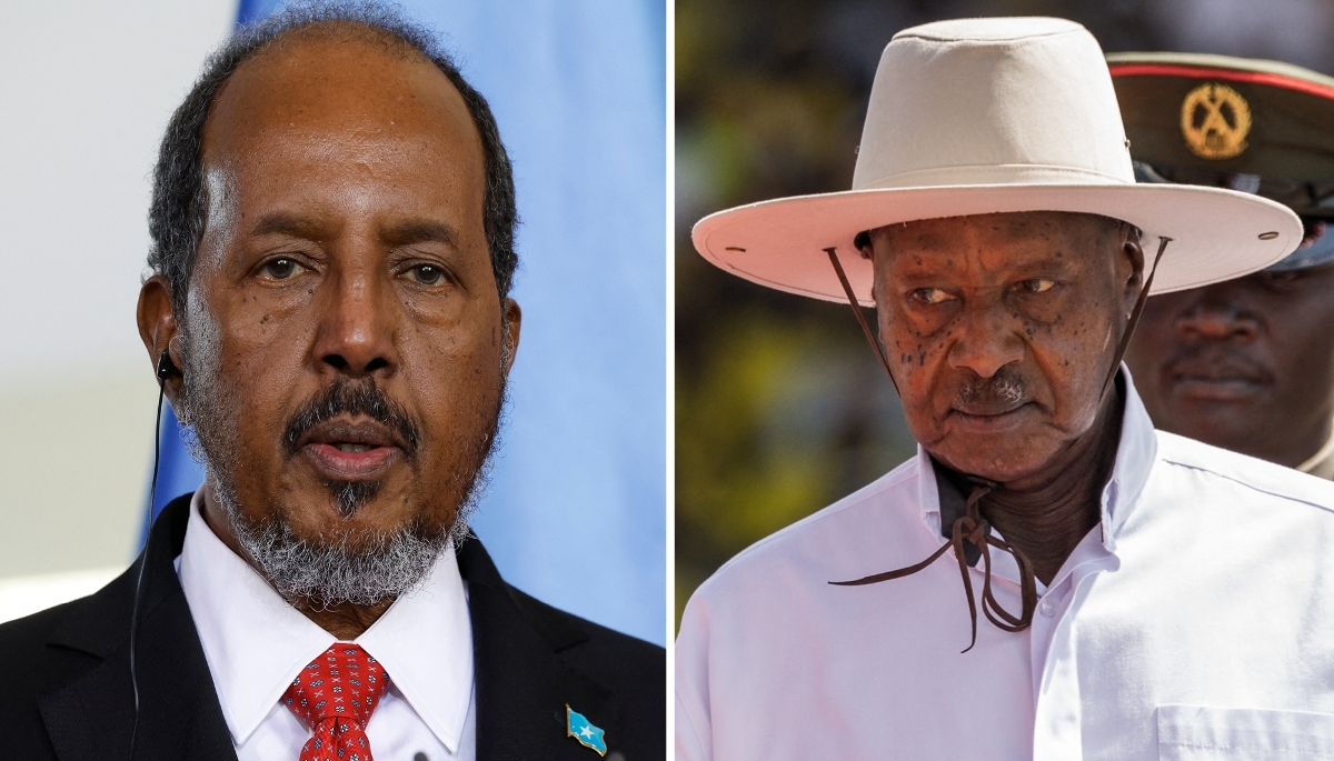 Le président somalien, Hassan Sheikh Mohamoud, et son homologue ougandais, Yoweri Museveni.