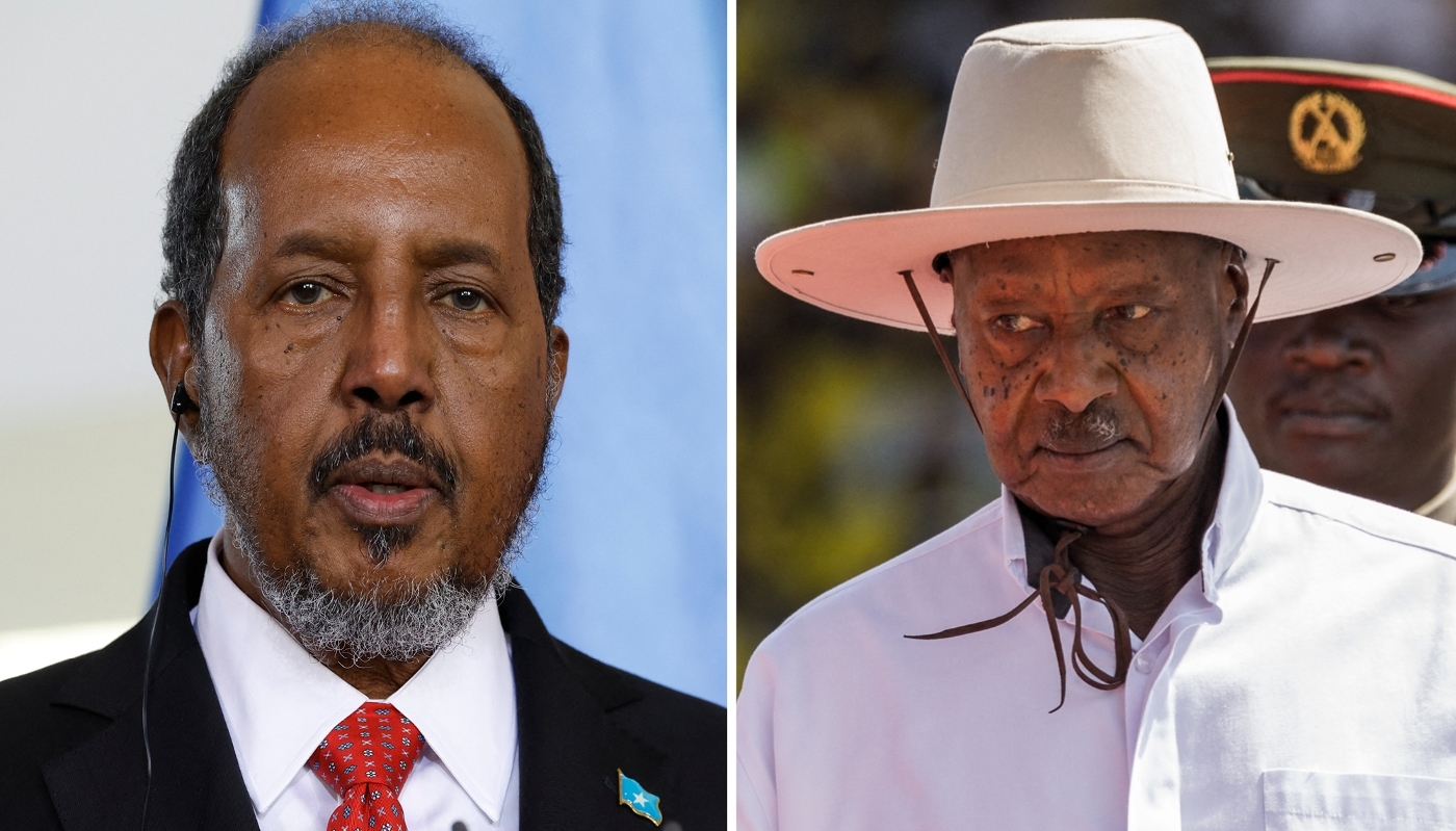 Le président somalien, Hassan Sheikh Mohamoud, et son homologue ougandais, Yoweri Museveni.