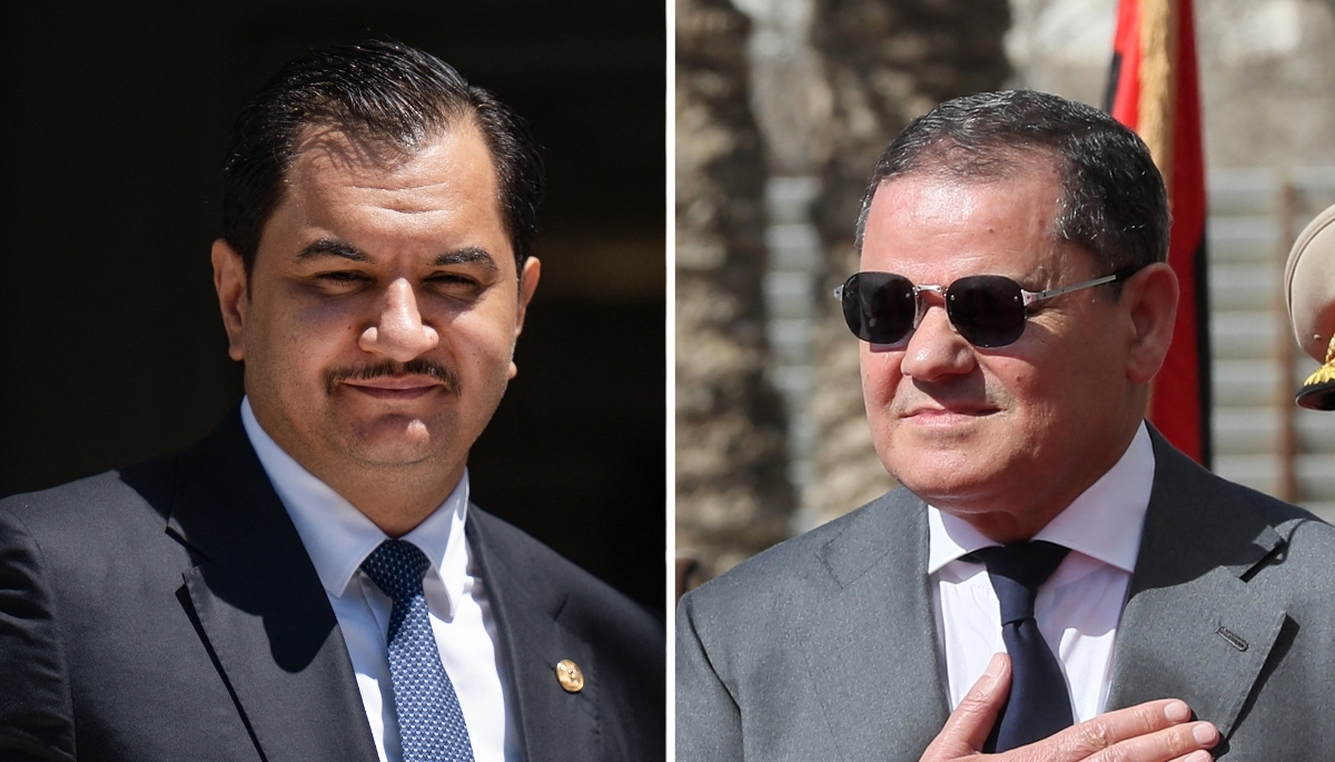 Le vice-commandant de l'ANL, Saddam Haftar, et le premier ministre du GUN, Abdelhamid Dabaiba.