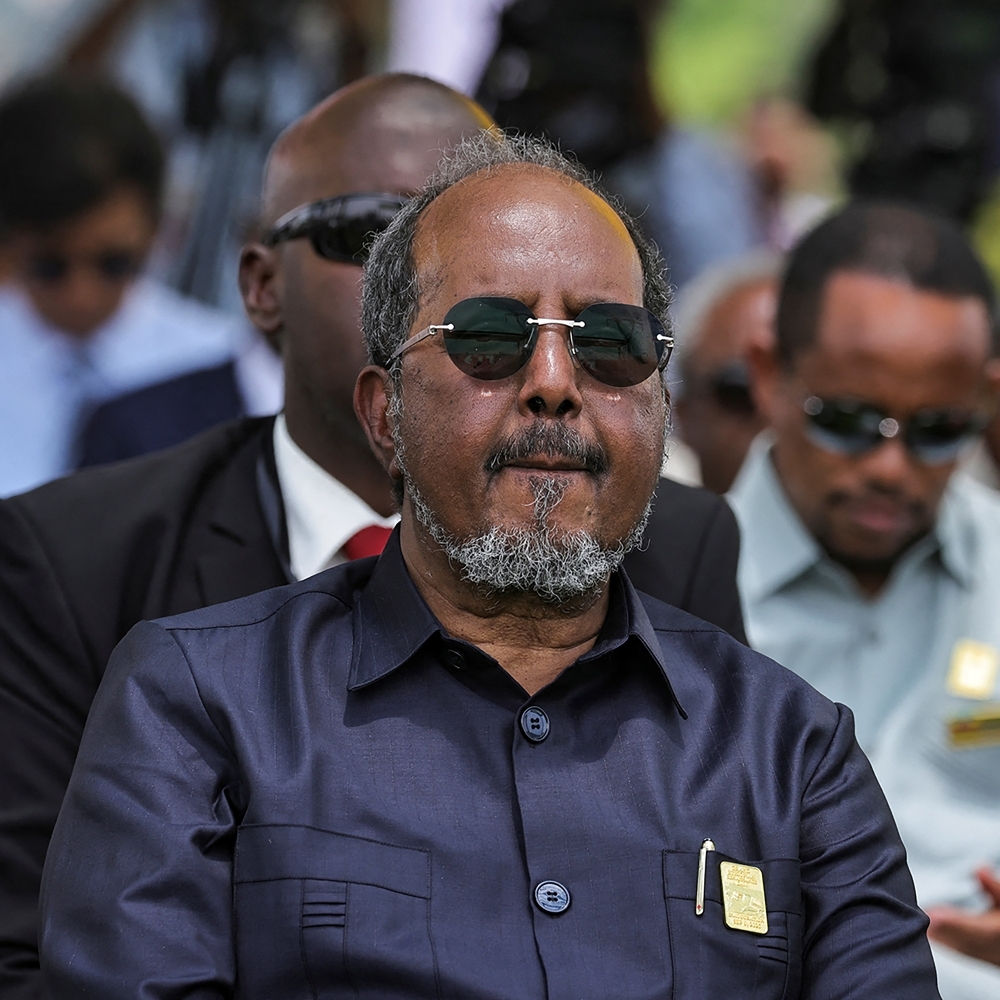 Le président somalien, Hassan Sheikh Mohamoud, à Guba, en Éthiopie, le 9 septembre 2025.