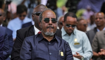 Le président somalien, Hassan Sheikh Mohamoud, à Guba, en Éthiopie, le 9 septembre 2025.