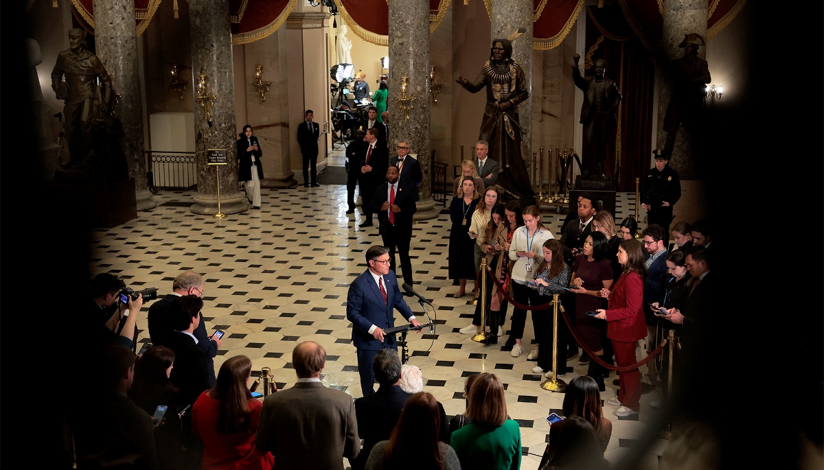 Le speaker de la Chambre des représentants, Mike Johnson, à Washington le 12 novembre 2025.