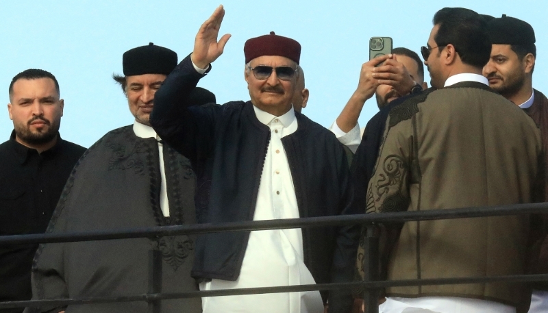 Khalifa Haftar, chef de l'Armée nationale libyenne et homme fort de l'Est, à Benghazi, en Libye, le 31 mars 2025.