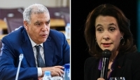 Le ministre marocain de l'intérieur, Abdelouafi Laftit, et la directrice générale de Veolia, Estelle Brachlianoff.