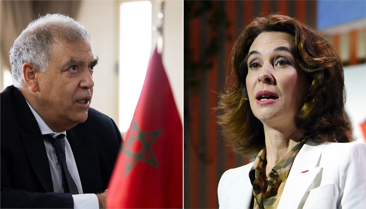 Le ministre de l'intérieur marocain, Abdelouafi Laftit, et la directrice générale de Veolia, Estelle Brachlianoff.