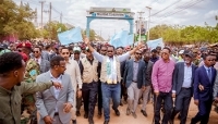 Le candidat du pouvoir dans le Galmudug, Liban Ahmed Hassan, en campagne en juillet 2026.