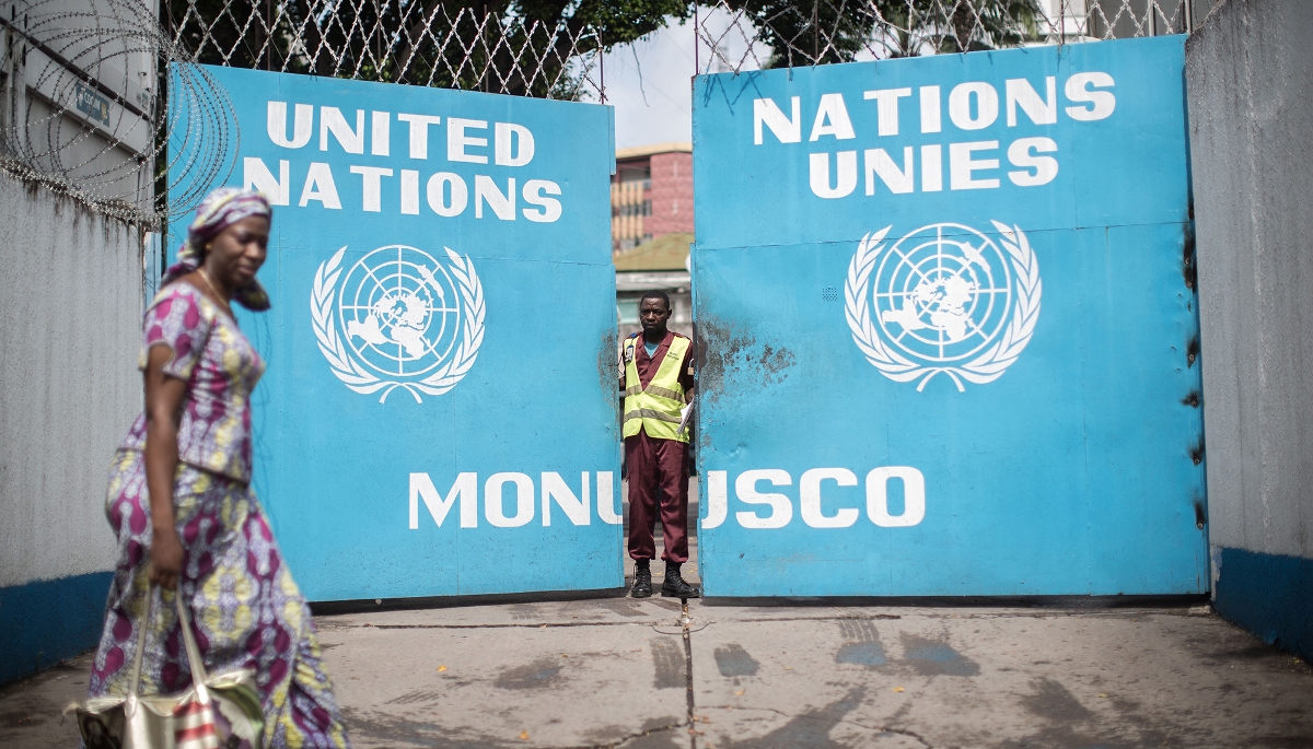 Les portes du quartier général de la Monusco à Kinshasa, le 19 février 2015.