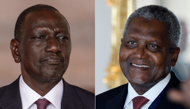 Le président kényan, William Ruto, et le PDG du groupe Dangote, Aliko Dangote.